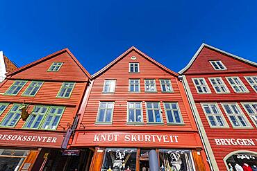 Bryggen, series of Hnaseatic buildings, Unesco world heritage site, Bergen, Norway, Europe