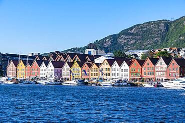 Bryggen, series of Hnaseatic buildings, Unesco world heritage site, Bergen, Norway, Europe