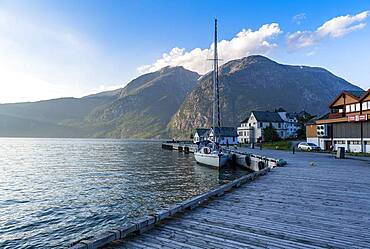 Harbour of Eidfjord village, Eidfjord, Vestland, Norway, Europe