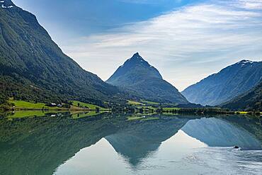 Little lake Bergheimsvatnet in the mountains near Byrkjelo, Norway, Europe