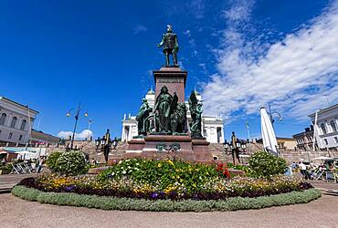 Monument on Senate square, Helsinki Cathedral, Helsinki, Finland, Europe