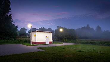 Helicopter landing site of the polyclinic, dawn, Luckenwalde, Germany, Europe