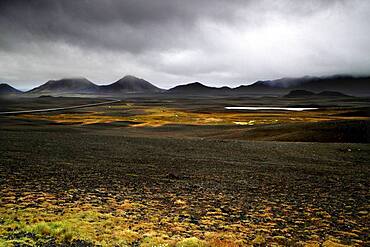 Ring Road, N1, volcanic landscape, lava rock, Moeorudalur, highlands, central Iceland, Iceland, Europe