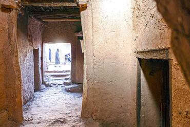 Inside kashba in clay town Ait Ben Haddou, UNESCO heritage site in Morocco