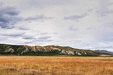 Landscape, Omarama Clay Cliffs, Ahuriri River Clay Cliffs, Waitaki District, Canterbury, South Island, New Zealand, Oceania