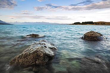 Landscape, Lake Pukaki, Mount Cook, Canterbury region, Mackenzie District, South Island, New Zealand, Oceania