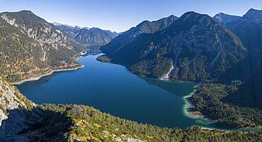 Plansee, mountains with lake, Ammergau Alps, district Reutte, Tyrol, Austria, Europe