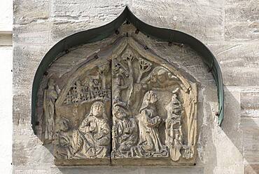 Relief Jesus on the Mount of Olives 15th century, at St Marienkirche, Sulzbach-Rosenberg, Upper Palatinate Bavaria, Germany, Europe