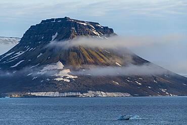 Flat table mountains covered with ice, Franz Josef Land archipelago, Russia, Europe