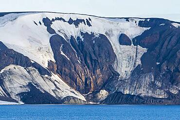 Flat table mountains covered with ice, Franz Josef Land archipelago, Russia, Europe