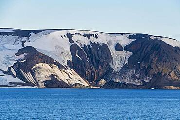 Flat table mountains covered with ice, Franz Josef Land archipelago, Russia, Europe