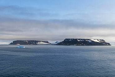 Flat table mountains covered with ice, Franz Josef Land archipelago, Russia, Europe