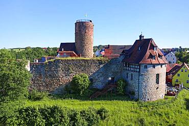 Castle ruin with fortified defence tower, Burgthann, Nuremberg County, Middle Franconia, Franconia, Bavaria, Germany, Europe