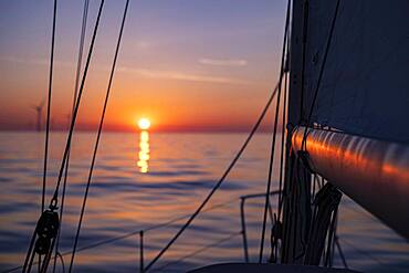 Sailing on the North Sea at sunset