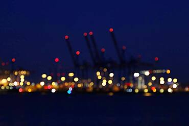 Dots of light in night sky, background image, harbor of Hamburg, Germany, Europe