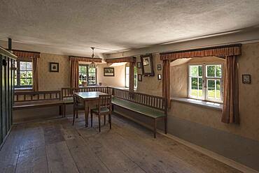 Dining room in a historic farmhouse, Franconian Open Air Museum, Bad Windsheim, Middle Franconia, Bavaria, Germany, Europe