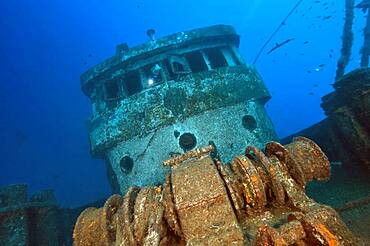 Ship bridge of a shipwreck, East Atlantic, Tenerife, Canary Islands, Spain, Europe