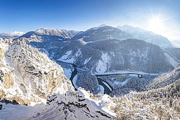 Ruinaulta or Rhine Gorge, winter landscape, Anterior Rhine, Flims, Canton Graubuenden, Switzerland, Europe