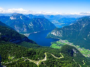 View from Krippenstein with a view of Hallstaetter See, Krippenstein, Upper Austria, Austria, Europe