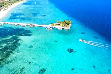 Aerial view, Kuredu with water bungalows and beaches, Laviyani Atoll, Maldives, Indian Ocean, Asia