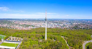 Stuttgart TV Tower Stuttgart Tower Skyline Aerial View City Architecture Travel Panorama in Stuttgart, Germany, Europe