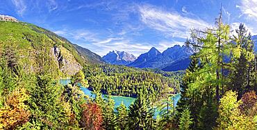 Fernpass with Zugspitze massif and Blindsee, Fern, Biberwier, Tyrol, Austria, Europe