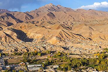 View over Bamyan, Shahr-e Gholghola or City of screams ruins, Bamyan, Afghanistan, Asia