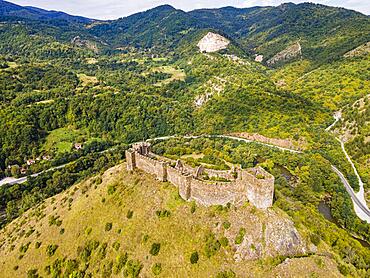 Aerial of the Maglic castle, Kaljevo, Serbia, Europe