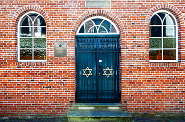 Synagogue of the former Jewish community in the historic centre of Dornum, East Frisia, Lower Saxony, Germany, Europe