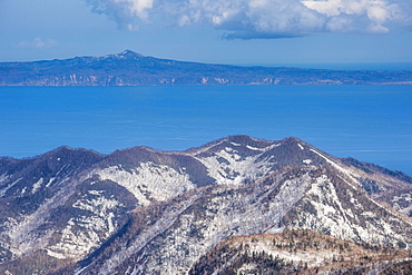 Overlook to the Kuril islands, from the Unesco world heritage site Shiretoko National Park, Hokkaido, Japan, Asia