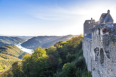 Overlook from Aggstein castle over the Danube. Wachau, Austria, Europe