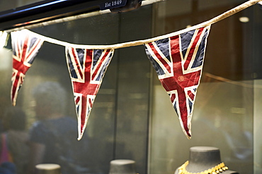 Union Jack Flagging Shop Window, London, England, United Kingdom, Europe