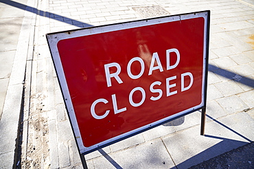 Red Road Closed sign, London, England, United Kingdom, Europe