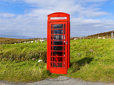 Remote red phone booth, Isle of Skye, Scotland, UK