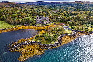 Aerial of Dunvegan castle, Isle of Skye, Scotland, UK