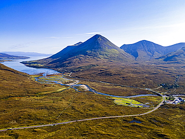 Aerial of the Black Cuillin ridge, Isle of Skye, Scotland, UK