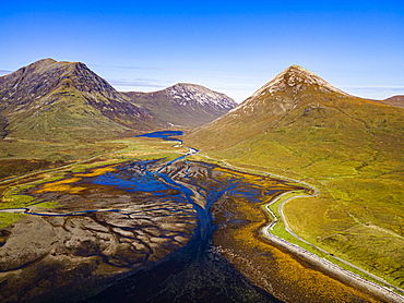 Aerial of the Black Cuillin ridge, Isle of Skye, Elgol, Scotland, UK