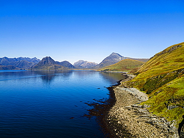 Aerial of the Black Cuillin ridge, Isle of Skye, Elgol, Scotland, UK