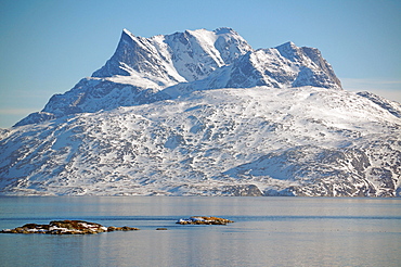 Quiet winter landscape, fjord with snow and ice, Nuuk, capital, North America, Greenland, Denmark, North America