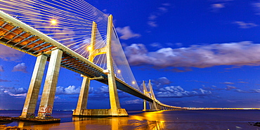 Lisbon Bridge Ponte Vasco da Gama over River Tagus Panorama Travel Travel City in Lisbon, Portugal, Europe