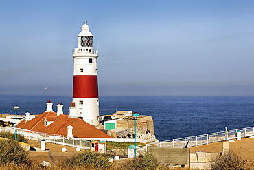 Red and White Lighthouse, Trinity House Lighthouse, Victoria Tower, Europa Point, Strait of Gibraltar, Gibraltar, Overseas Territory, United Kingdom, Europe