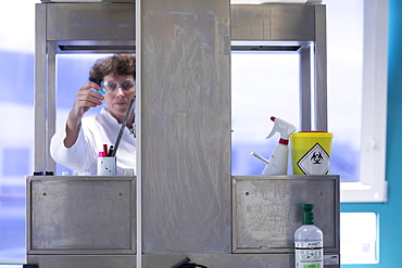 Technician working in a laboratory, Freiburg, Baden- Wuerttemberg, Germany, Europe