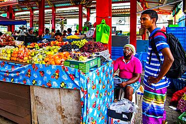 Fruit sale at the indoor market, Sir Selwyn Selwyn Clarke Market, Victoria, Mahe, Seychelles, Victoria, Mahe, Seychelles, Africa