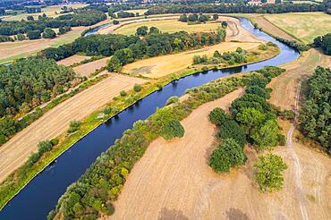 Aerial view of the Ems, Lingen, Lower Saxony, Germany, Europe