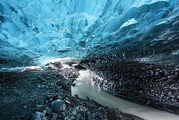 Ice cave in Vatnajoekull glacier, glacier cave, Vatnajoekull National Park, South Iceland, Iceland, Europe