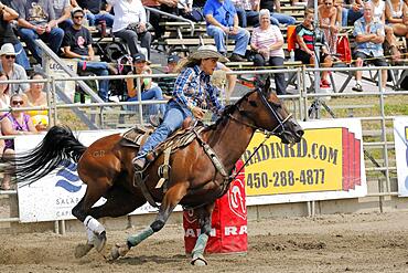 Rodeo competition, rodeo riders, Valleyfield Rodeo, Valleyfield, Province of Quebec, Canada, North America