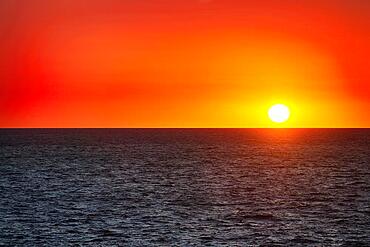 Sunrise over sea, orange red, background, Lanzarote, Spain, Europe