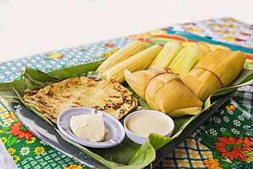 Nicaraguan food, curd with omelette served on the table, Nicaraguan palate