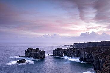 Sunrise, rocky lava coast Punta de la Dehesa, El Hierro, Canary Islands, Spain, Europe