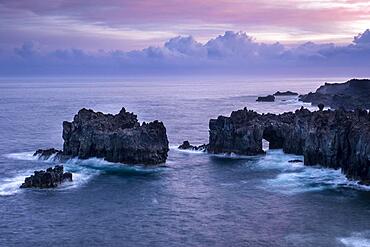 Sunrise, rocky lava coast Punta de la Dehesa, El Hierro, Canary Islands, Spain, Europe